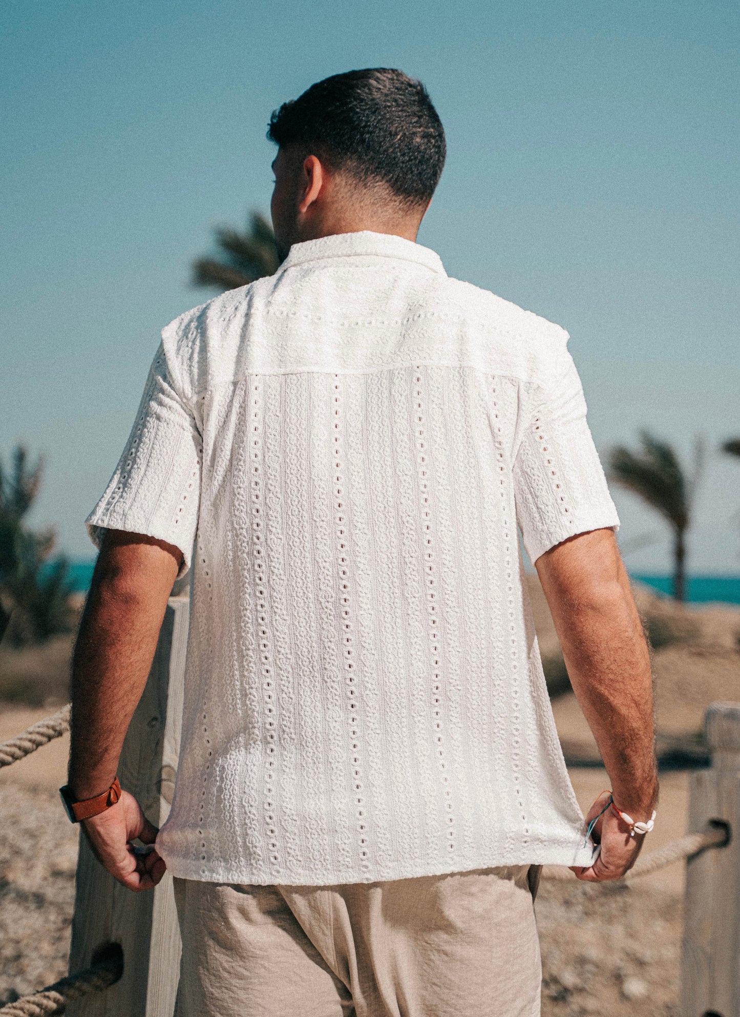 Patterned white shirt