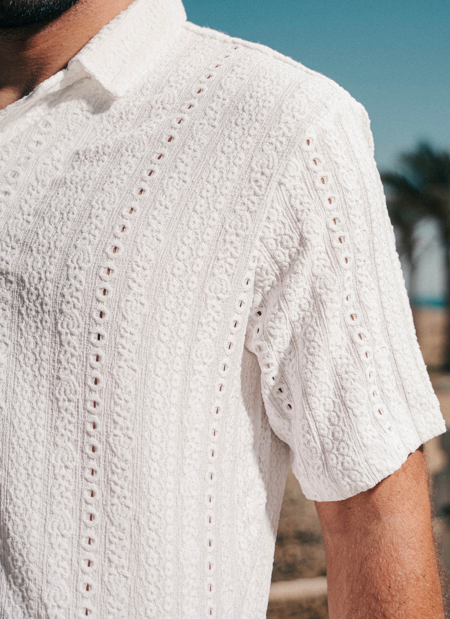 Patterned white shirt