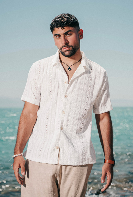 Patterned white shirt